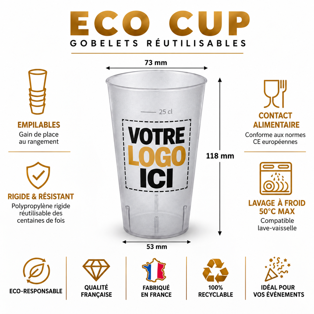 Verre Plastique / Ecocup - Personnalisé -